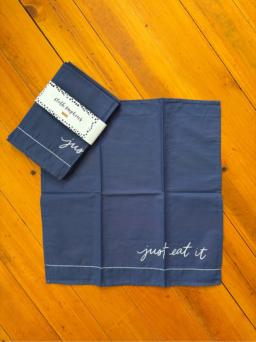 Navy 'just eat it' Cotton Napkin Set
